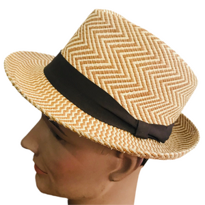 Herringbone Trilby - Panama - Natural/ Brown