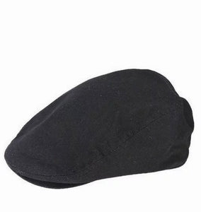 Linen Blend Flat Cap - Black