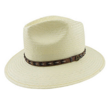 Load image into Gallery viewer, Toyo Fedora with Leather Stitched Band
