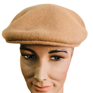 Luton - Cheese Cutter Flat Cap - Wool Felt - Camel - S/M and M/L