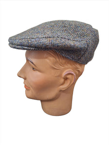 Linney - County Cap - Extra Quality Harris Tweed - #4208 Brown Light Blue