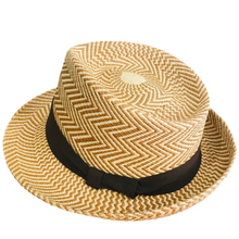 Load image into Gallery viewer, Herringbone Trilby - Panama - Natural/ Brown
