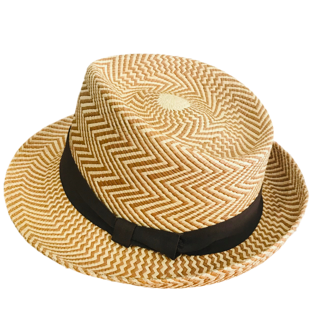 Herringbone Trilby - Panama - Natural/ Brown