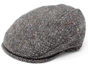 Hanna Hats of Donegal - Vintage Flat Cap - Irish Plain Wool Tweed - Granite Grey Salt and Pepper