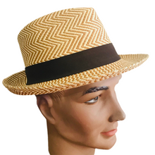 Load image into Gallery viewer, Herringbone Trilby - Panama - Natural/ Brown
