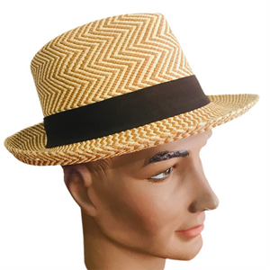 Herringbone Trilby - Panama - Natural/ Brown