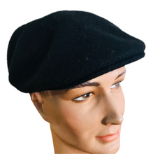 Load image into Gallery viewer, Luton - Cheese Cutter Flat Cap - Wool Felt - Black - S/M and M/L
