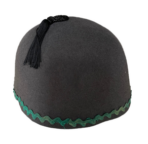 Fez Grey with Green Accents and Black Tassel