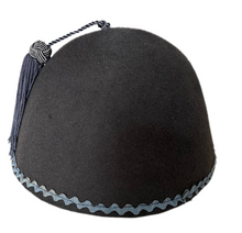 Load image into Gallery viewer, Fez Grey with Blue/grey accents and Tassel
