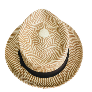 Herringbone Trilby - Panama - Natural/ Brown