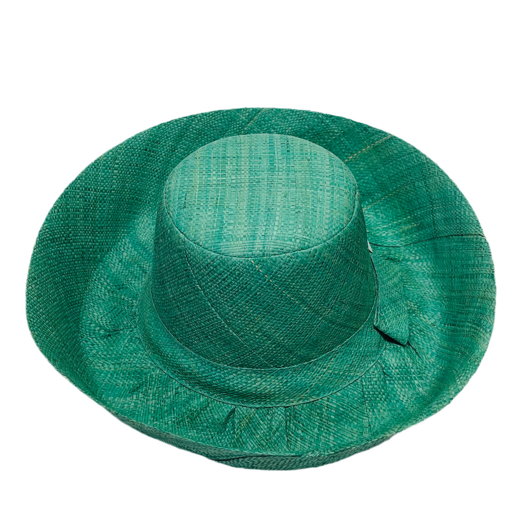 Madagascan Demi Capeline Woven Raffia Mint