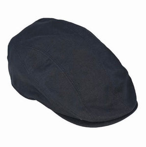 Aspen Linen Cotton Blend Flat Cap - Black