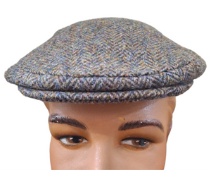 Linney County Cap Extra Quality Harris Tweed  #4208 Brown Light Blue Medium