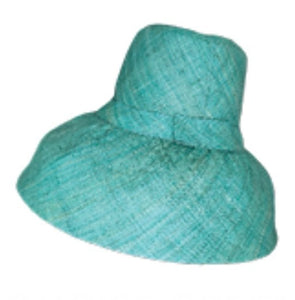 Madagascan Demi Capeline Woven Raffia - Light Turquoise
