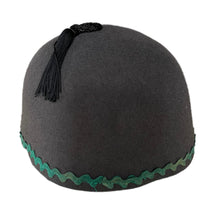 Load image into Gallery viewer, Fez Grey with Green Accents and Black Tassel
