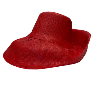Madagascan Demi Capeline Woven Raffia Tomato