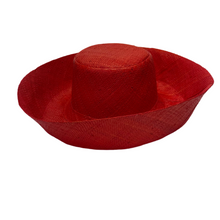Load image into Gallery viewer, Madagascan Demi Capeline Woven Raffia Tomato
