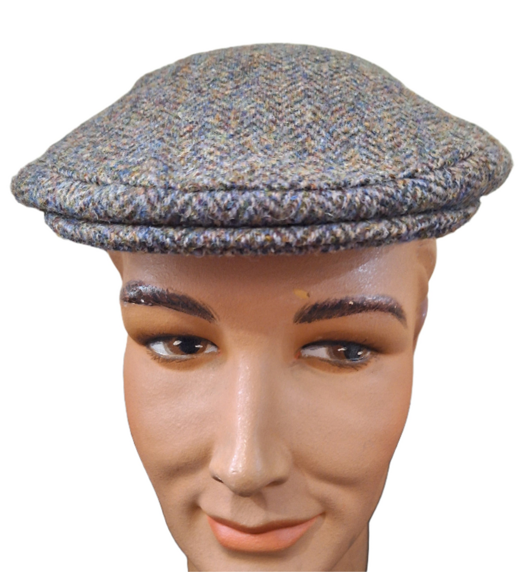 Linney - County Cap - Extra Quality Harris Tweed - #4208 Brown Light Blue