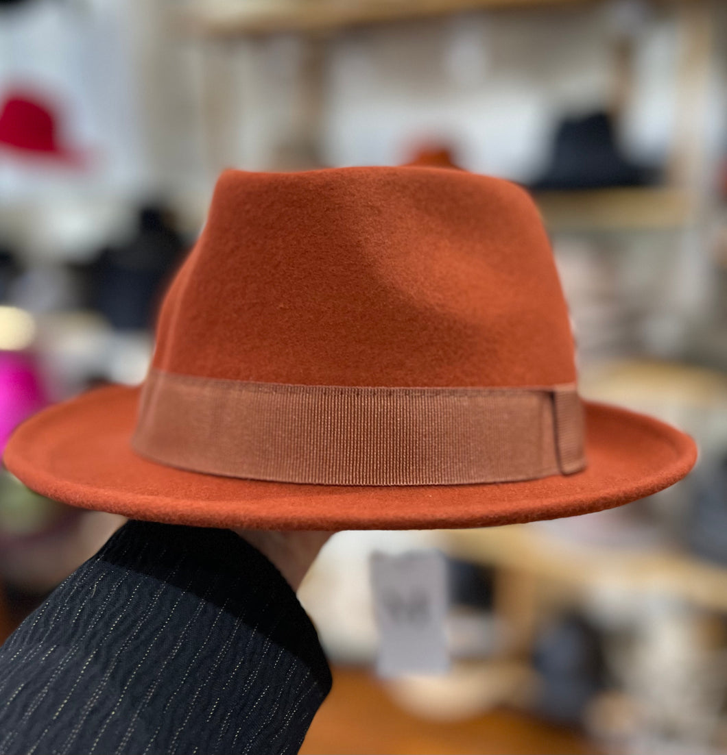 M by Flechet - Short Brim Fedora - Brique