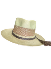 Load image into Gallery viewer, Teardrop Fedora - Cuenca #3 - 8cm Brim - 2 tone Grass Earth
