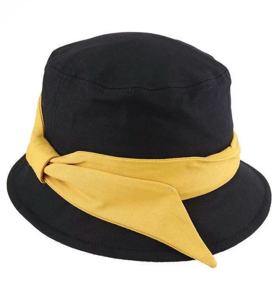 Hemp Blend Short Brim with Bow - Black