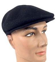 Load image into Gallery viewer, Luton - Cheese Cutter Flat Cap - Wool Felt - Black - S/M and M/L
