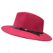 Load image into Gallery viewer, M by Flechet - Cashmere/Wool - Teardrop Fedora with Rope Trim - Rubis/Red
