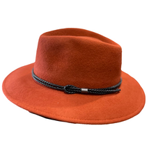 Load image into Gallery viewer, M by Flechet - Cashmere/Wool - Teardrop Fedora with Rope Trim - Brique
