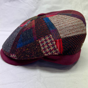 M by Flechet - Patchwork 8 Piece Cap - Wool Blend - Peaky Blinder - Rouge Red