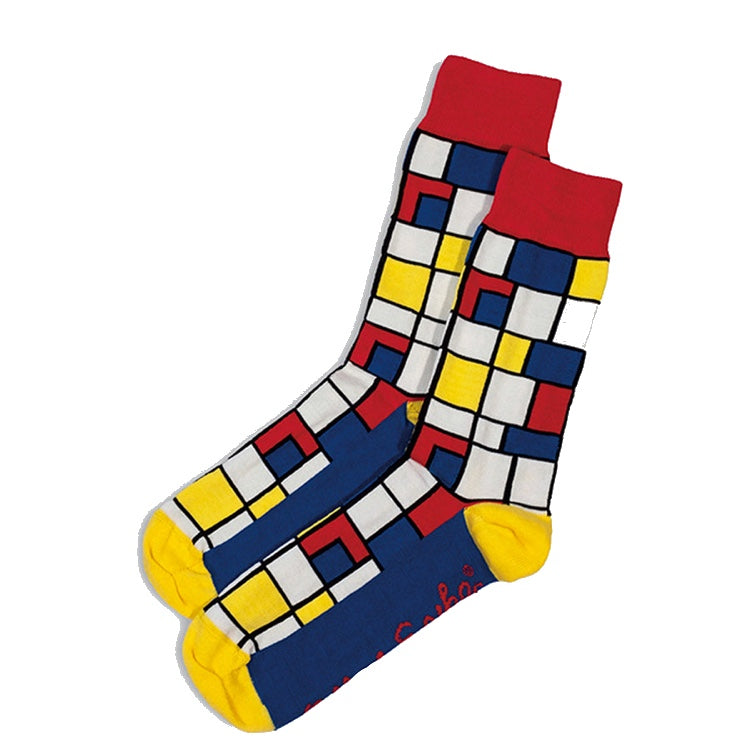 Otto & Spike Mondriano Australian Cotton Socks - Red / Blue