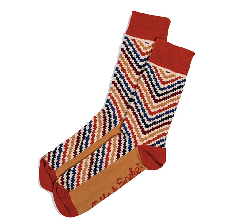 Otto & Spike - In and Out - Australian Cotton Socks - Red and Tan