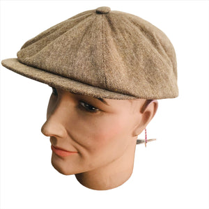 Flèchet - Pure French Silk 8 panel Cap  - Peaky blinder - Made in France - Beige