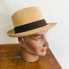 Load image into Gallery viewer, Truffaux -  Herringbone Trilby - Panama - Natural/ Brown

