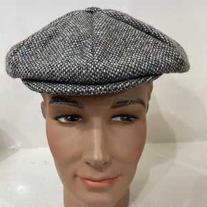 Hanna Hats of Donegal - Peaky Blinder - Newsboy - 8 Panel Cap - Handwoven Wool  Tweed - Dark Brown Fleck