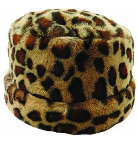 Faux Fur - Cuffed Cossack - Fleece Lining - Leopard