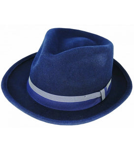 Solomon - Fedora - Short Brim - Teardrop Crown - Navy - XLarge