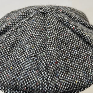 Hanna Hats of Donegal - Peaky Blinder - Newsboy - 8 Panel Cap - Handwoven Wool  Tweed - Dark Brown Fleck