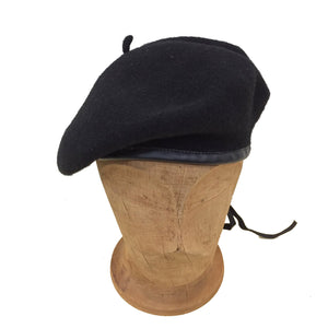 Bound Edge Beret -  Wool with PVC trim - Black