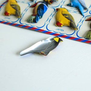 Tin Brooch - Badge - Made in Japan - Set of 12 - Birds and Parrots