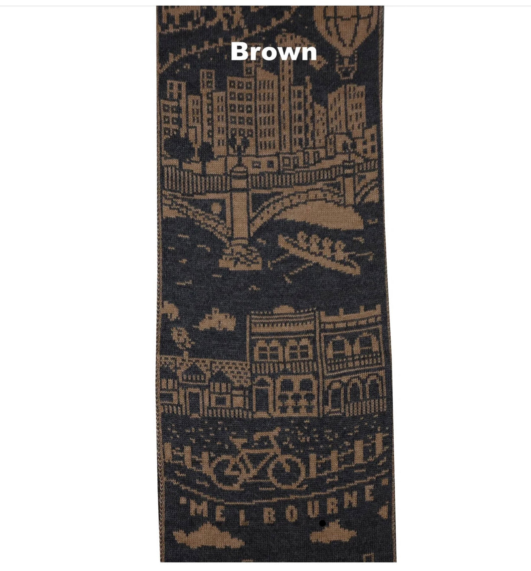 Otto and Spike - The Melbourne - Souvenir Scarf - Extra-fine Merino Wool - Brown