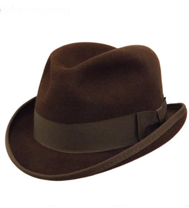 Hills Hats - New Yorker Homburg - Merino Wool Felt - Chocolate Brown