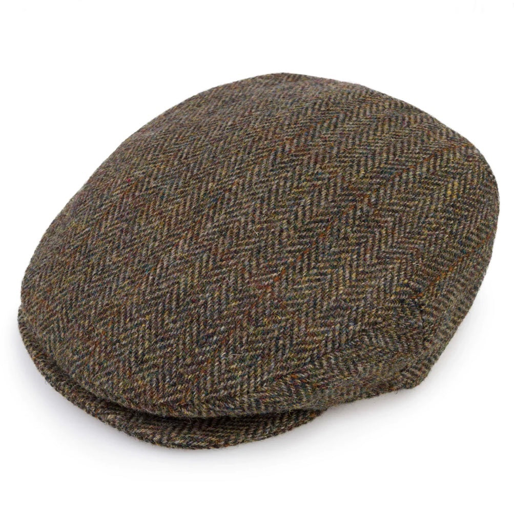 Hanna Hats of Donegal -Vintage Flat Cap - Irish Wool Tweed  - #C001YM Herringbone Olive