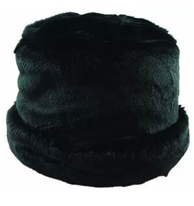 Faux Fur - Cuffed Cossack - Fleece Lining - Black