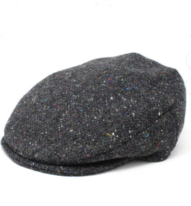 Hanna Hats of Donegal -Vintage Flat Cap - Irish Wool Tweed  - #642 Charcoal Grey Fleck