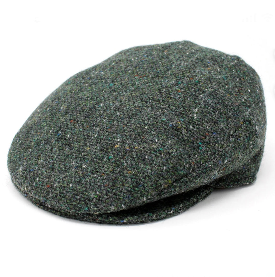 Hanna Hats of Donegal - Vintage Flat Cap - Irish Plain Wool Tweed - #C6/1 Emerald fleck