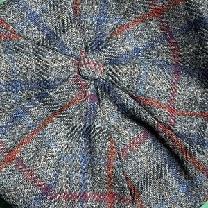 Hanna - Connery Cap - 8 Piece - Harris Wool  Tweed - #L0081 Grey Blue Red